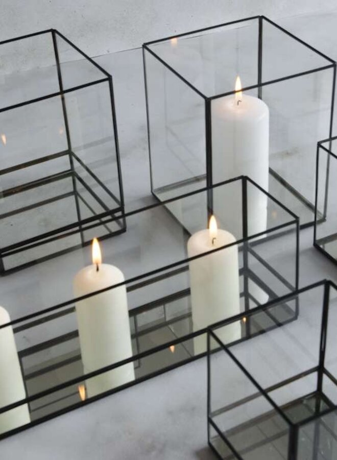 Windlicht Jolie zwart 30 x 8 x 10 cm