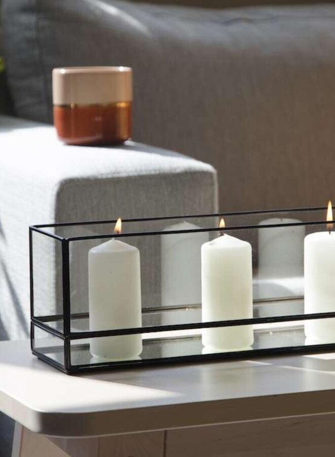 Windlicht Jolie zwart 30 x 8 x 10 cm