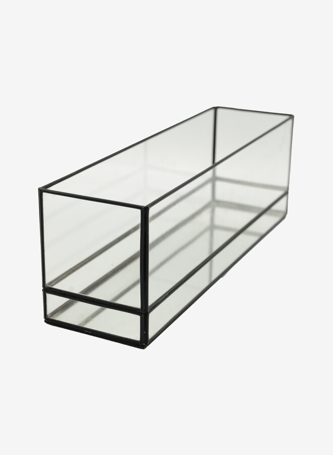 Windlicht Jolie zwart 30 x 8 x 10 cm