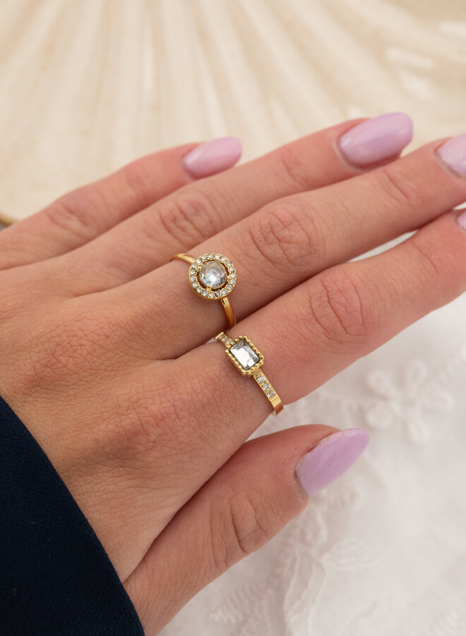 Ring big stone zilver