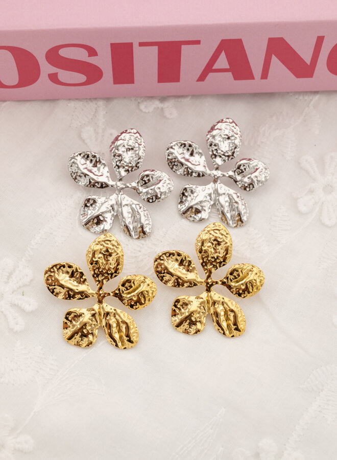 Statement oorbellen big flower