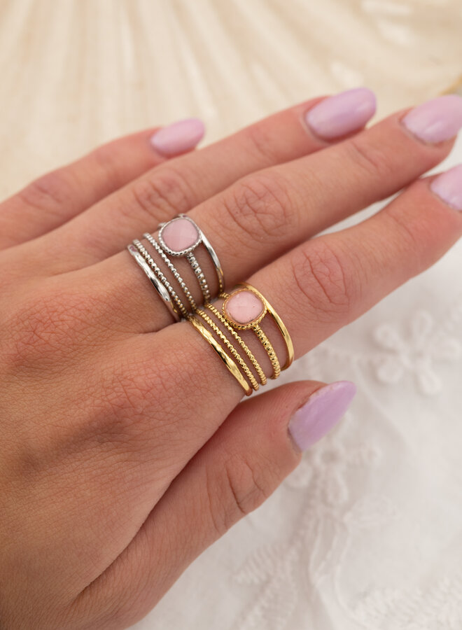 Ring vintage steen roze