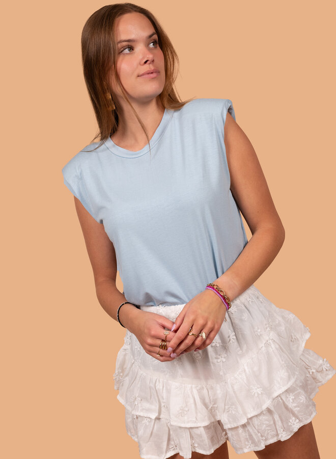 Top basic schoudervulling blauw