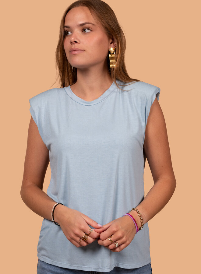 Top basic schoudervulling blauw