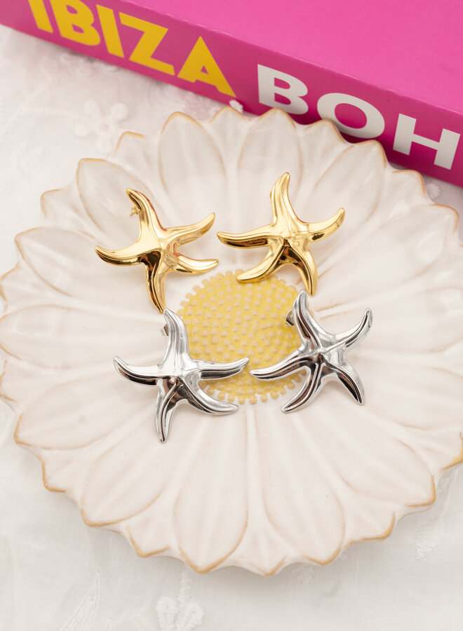 Statement oorbellen zeester streep