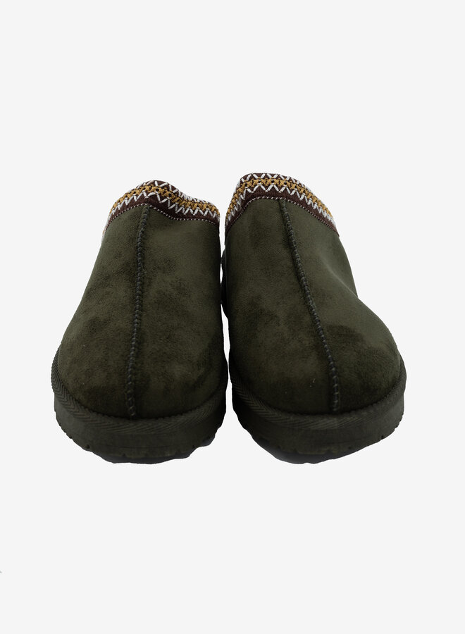 Ugg dupe instapper groen geborduurd