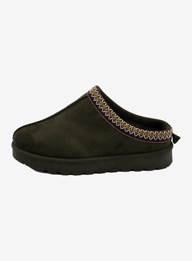 Ugg dupe instapper groen geborduurd