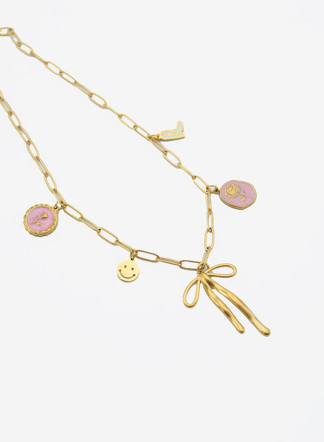 Bedelketting good pink ribbon