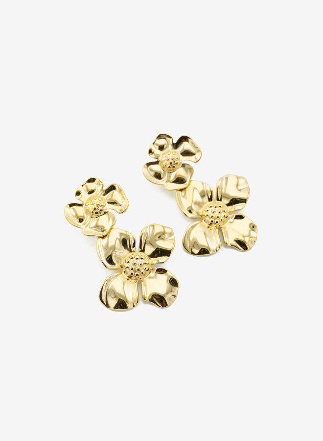 Statement oorbellen dubbele bloem