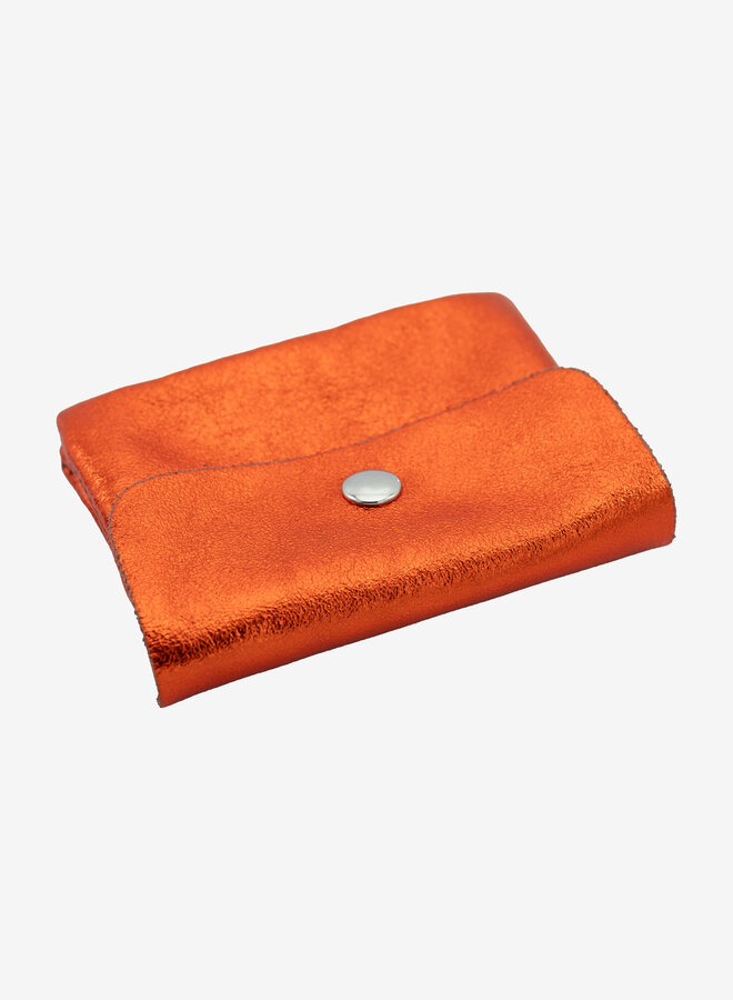 Leren metallic portemonnee oranje
