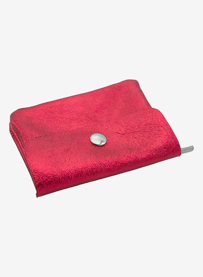 Leren portemonnee metallic felroze