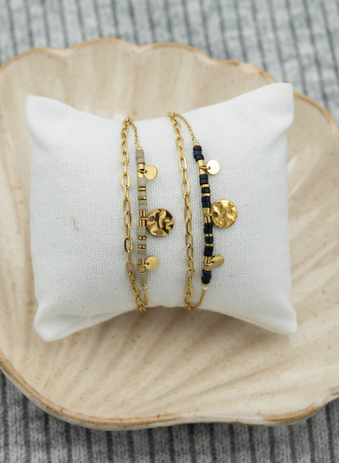 Dubbele armband kralen zwart