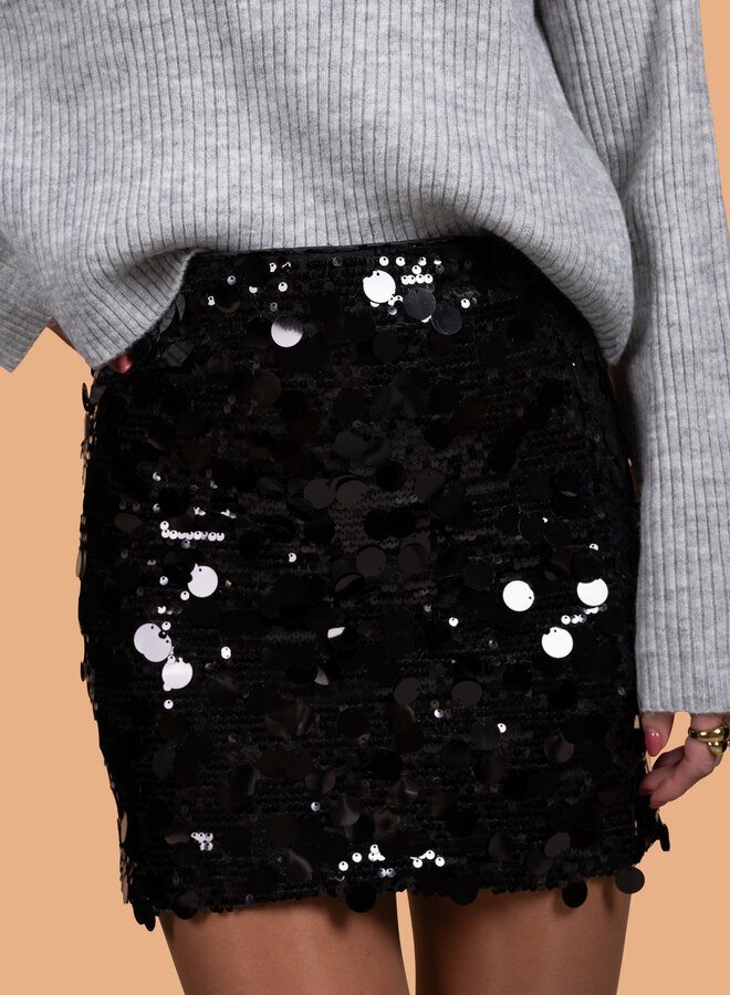 Pailetten glitter rok zwart