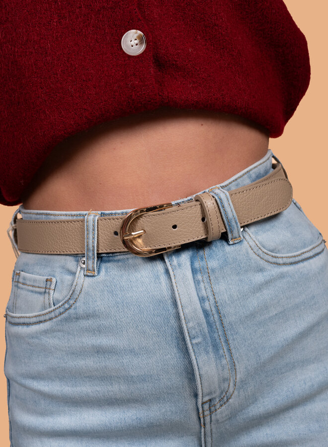 Leren riem taupe Saar