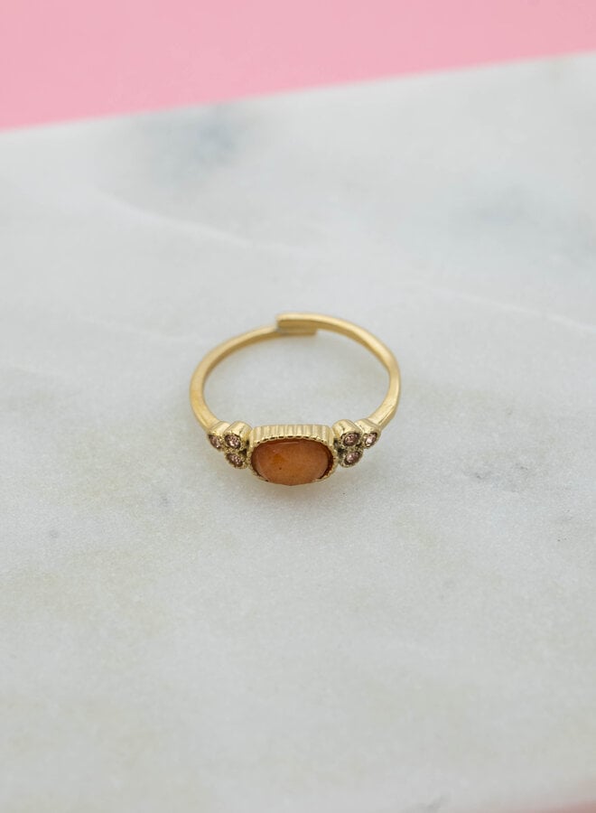 Vintage ring amber steen