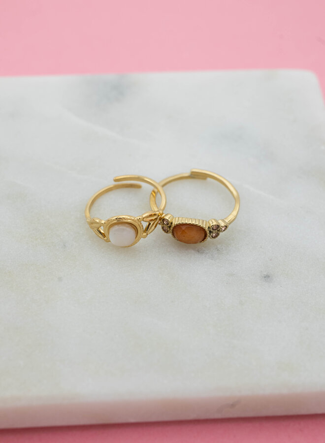 Vintage ring amber steen