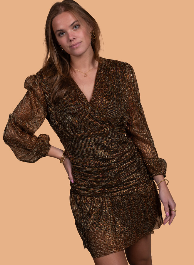 Feestjurk glitter bruin