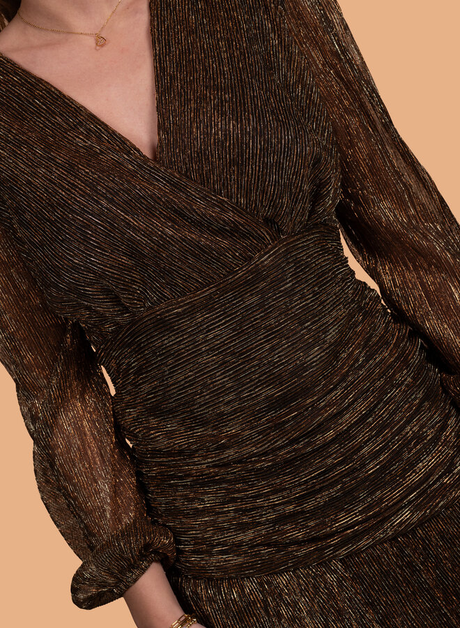 Feestjurk glitter bruin