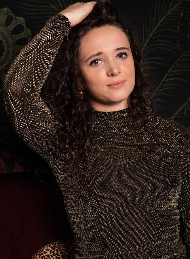 Glitter top met patroon goud