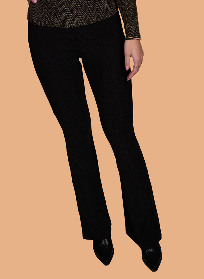 Glitter broek effen zwart
