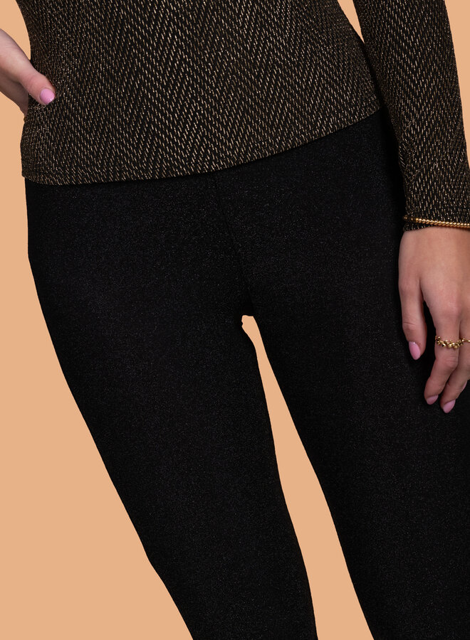 Glitter broek effen zwart