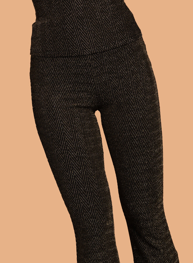 Glitter broek met print goud