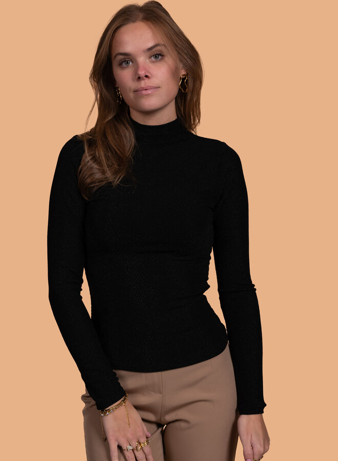 Glitter top met patroon zilver