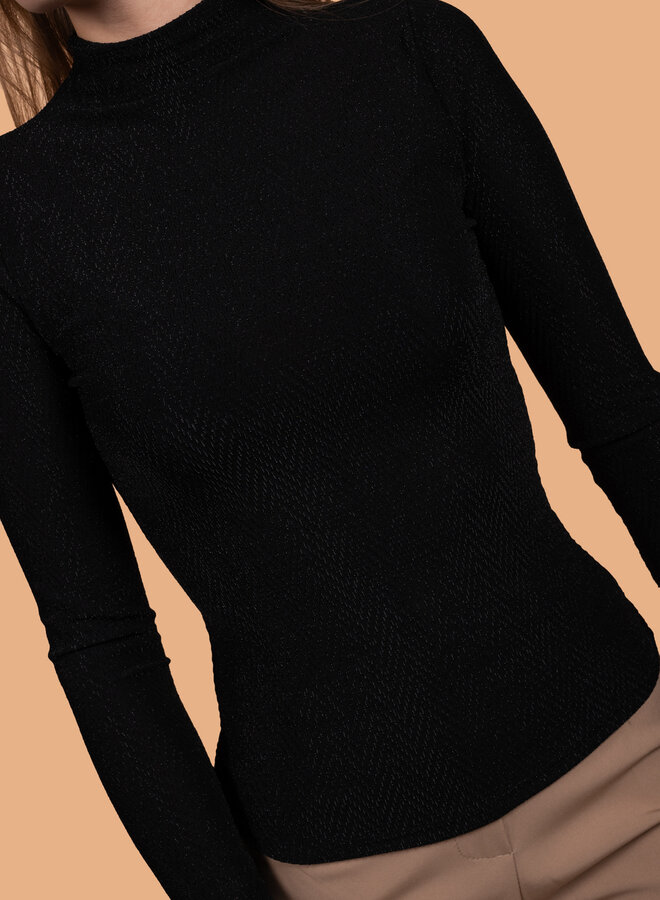 Glitter top met patroon zilver