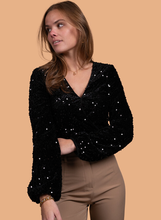 Zwarte body top met pailetten