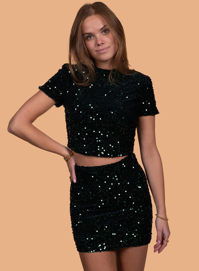Korte groene pailetten top