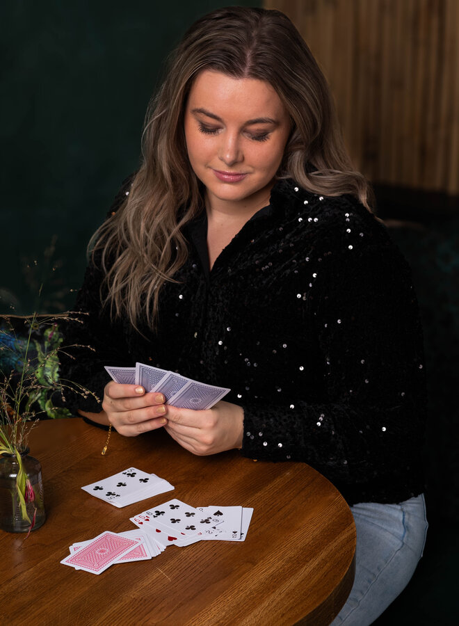 Glitter blouse pailetten zwart