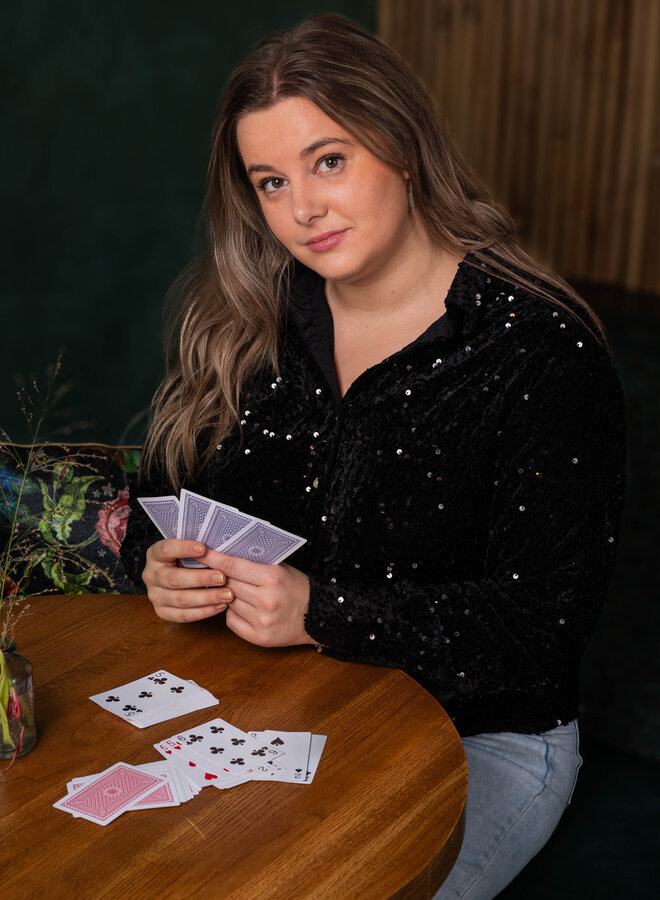 Glitter blouse pailetten zwart