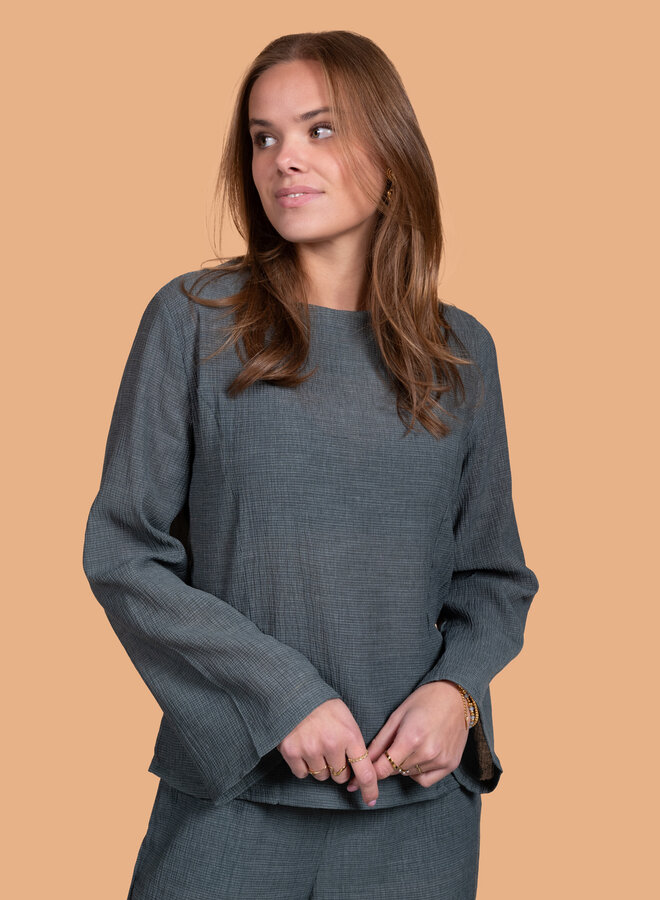 Basic top groen lange mouwen