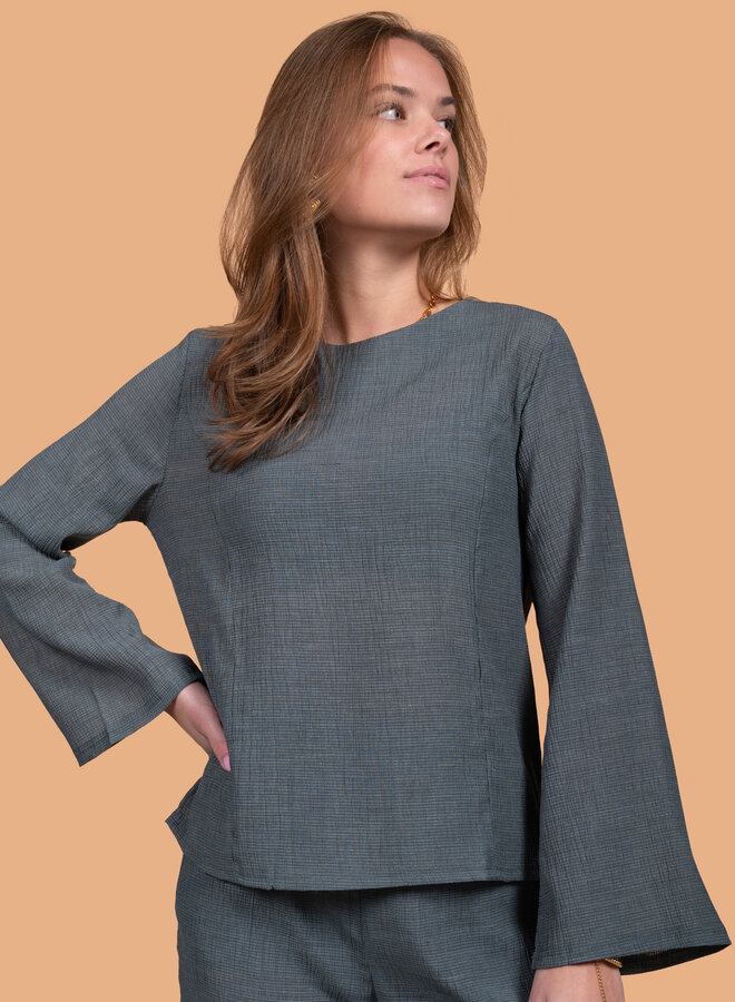 Basic top groen lange mouwen