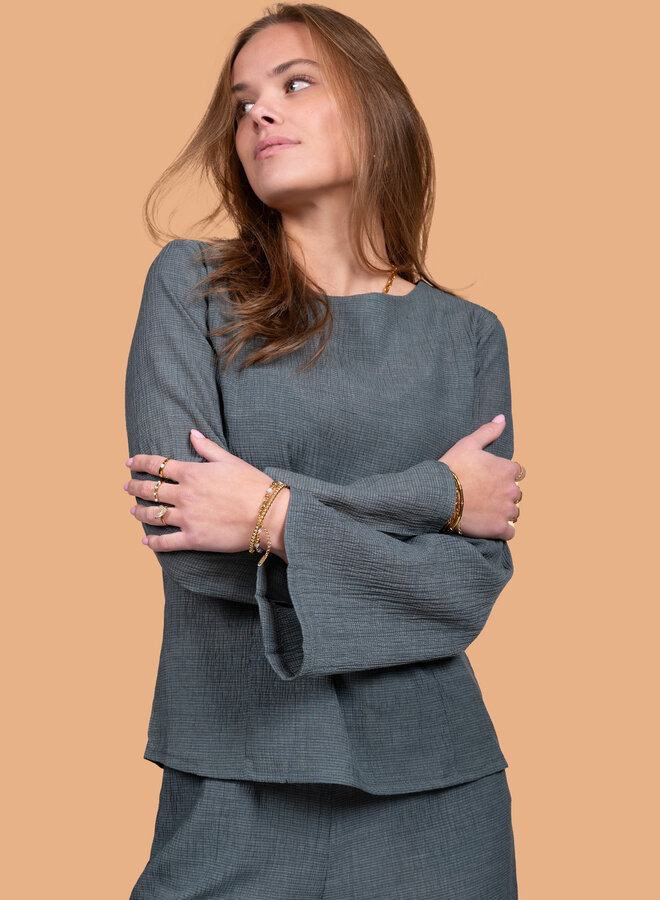 Basic top groen lange mouwen