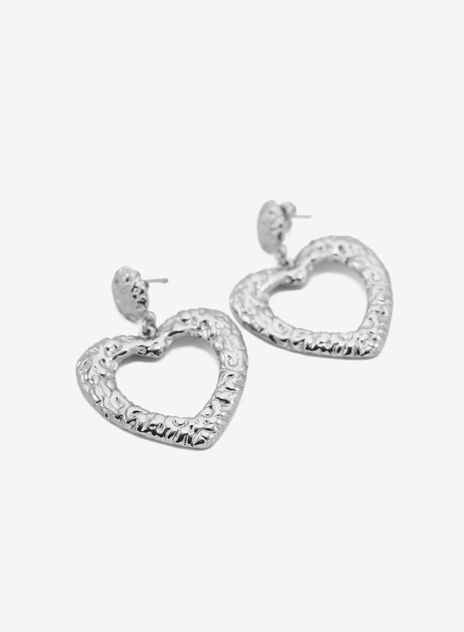 Statement oorbellen open hart print