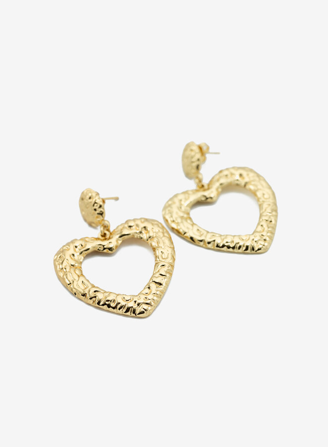 Statement oorbellen open hart print