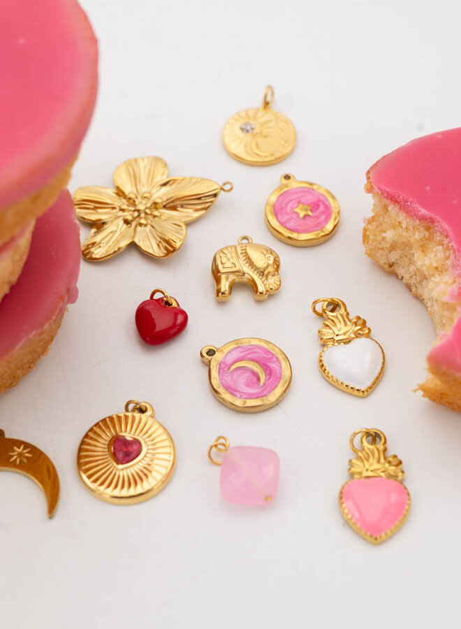 Bedel flaming heart wit goud