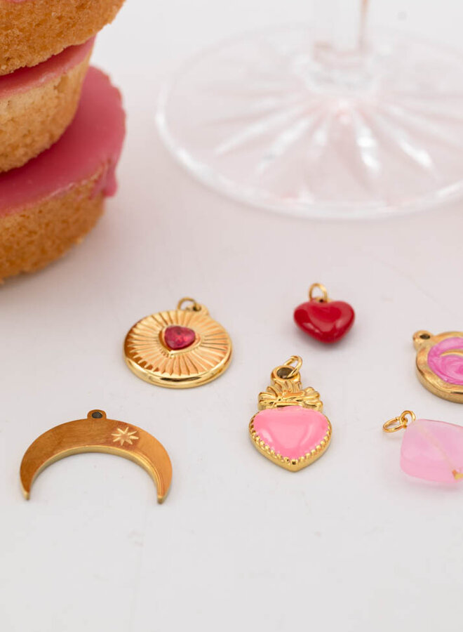 Bedel flaming heart roze goud