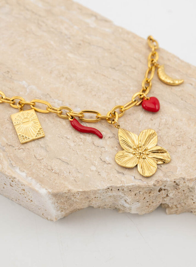 Bedelketting flower red