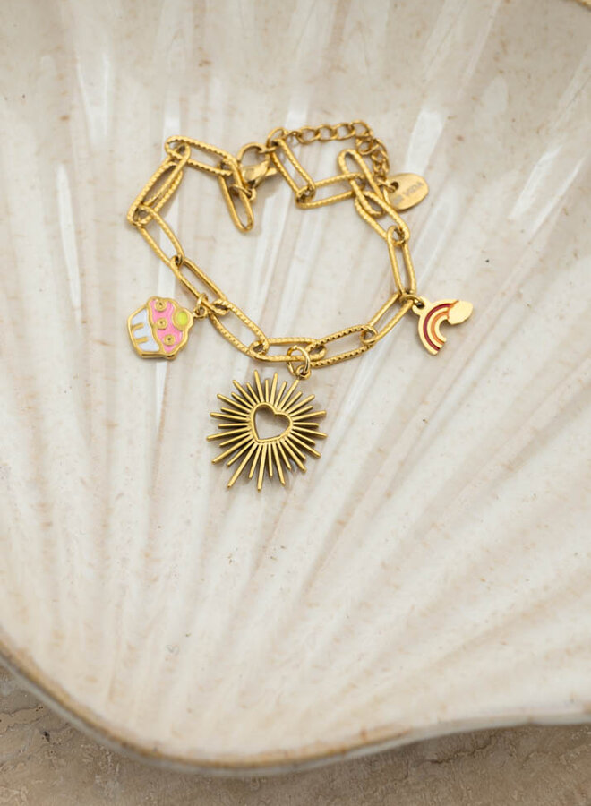 Bedelarmband colorful heart