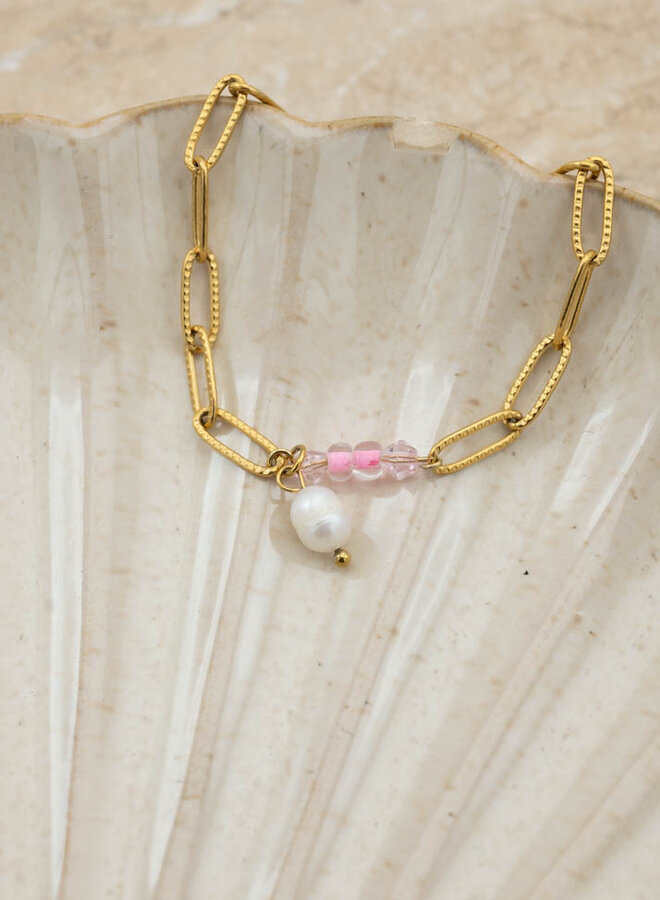 Bedelarmband pearl pink