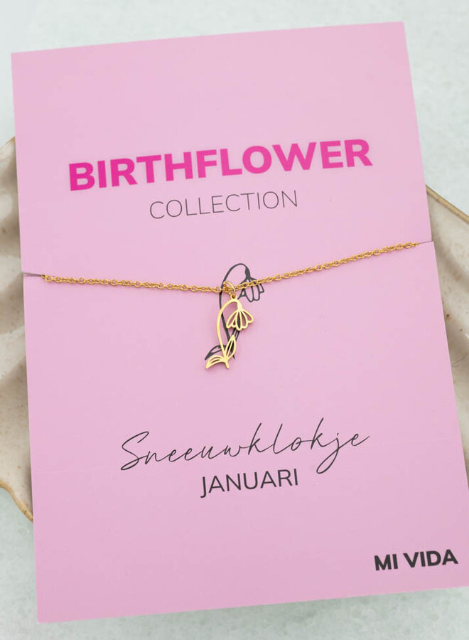 Ketting geboortebloem sneeuwklokje januari