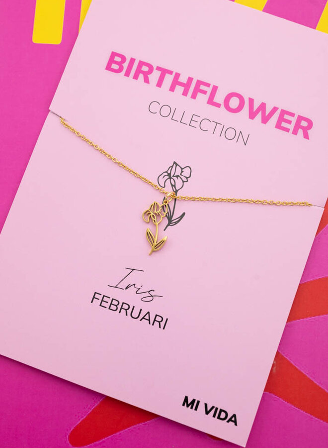 Ketting geboortebloem iris februari