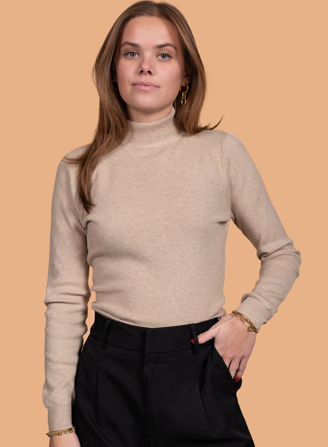 Top met open rug taupe