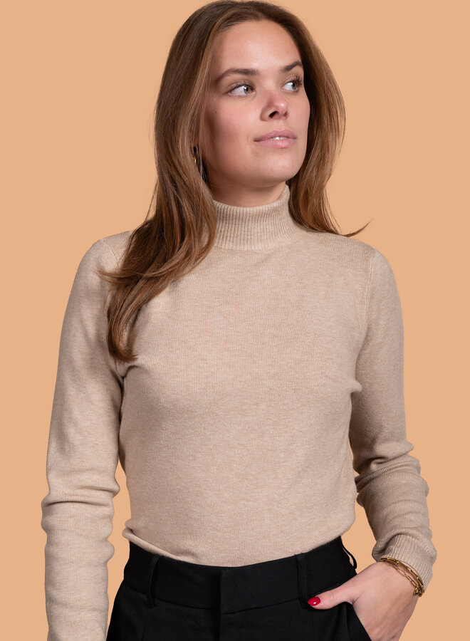 Top met open rug taupe