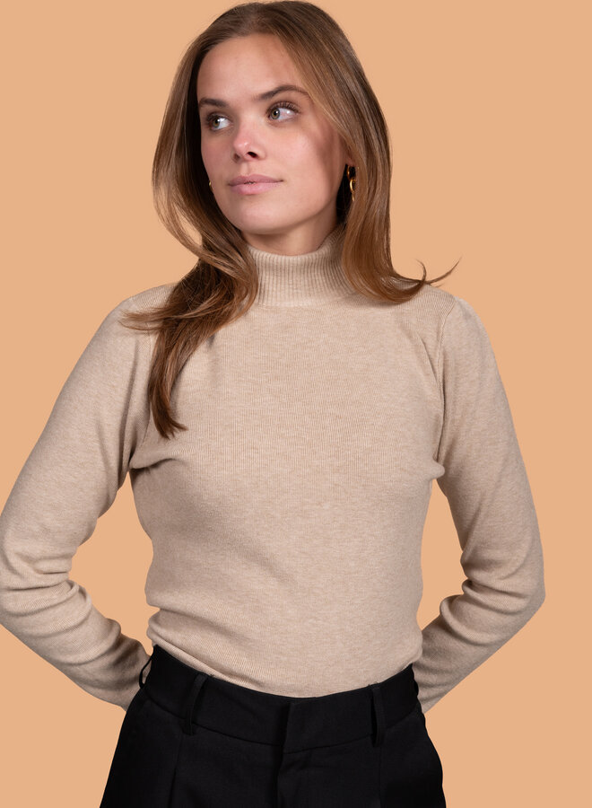 Top met open rug taupe