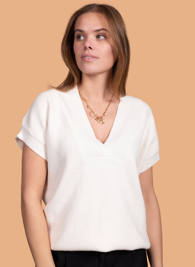 Trui met V-hals wit