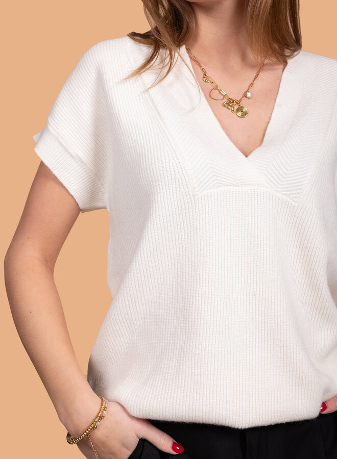 Trui met V-hals wit