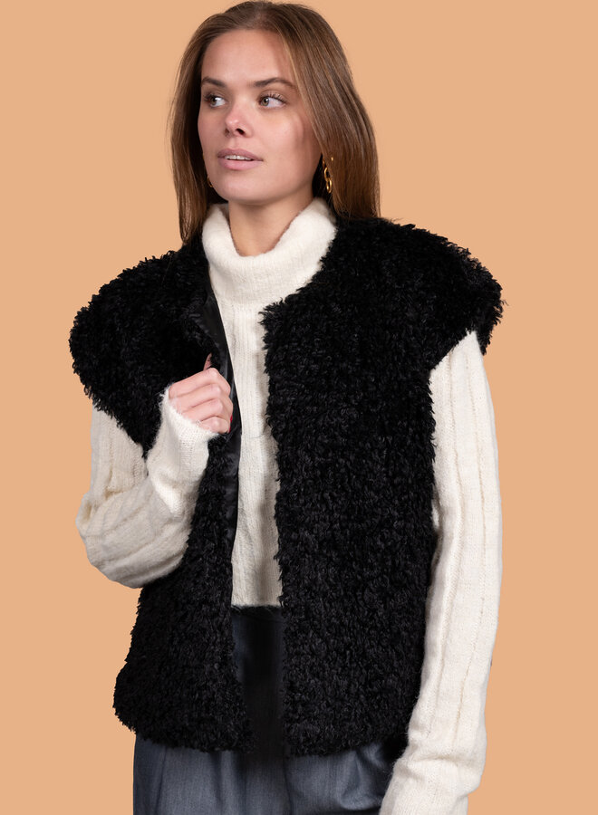 Gevoerd teddy gilet zwart